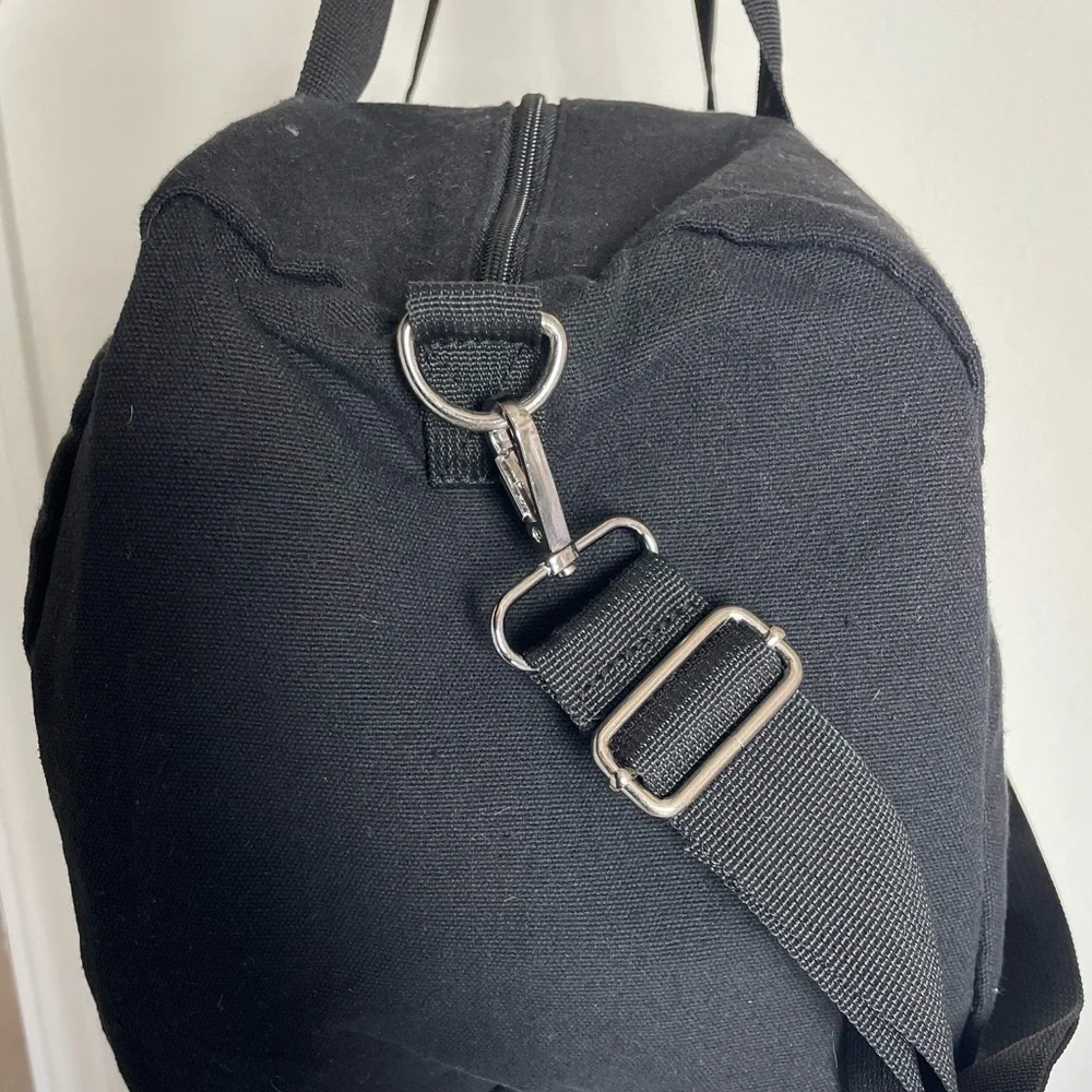 CH Carolina Herrera Black Canvas Duffel Bag weekender travel sholder gym